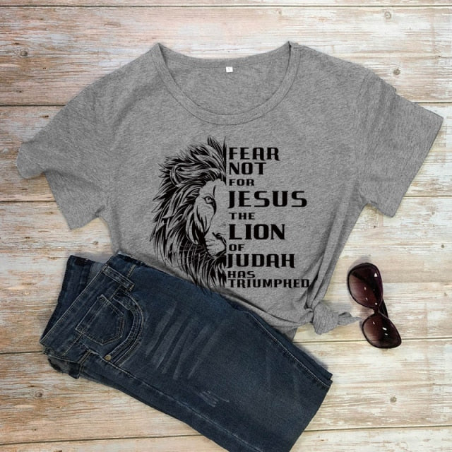 Fear Not For Jesus Lion T-shirt Aesthetic Unisex
