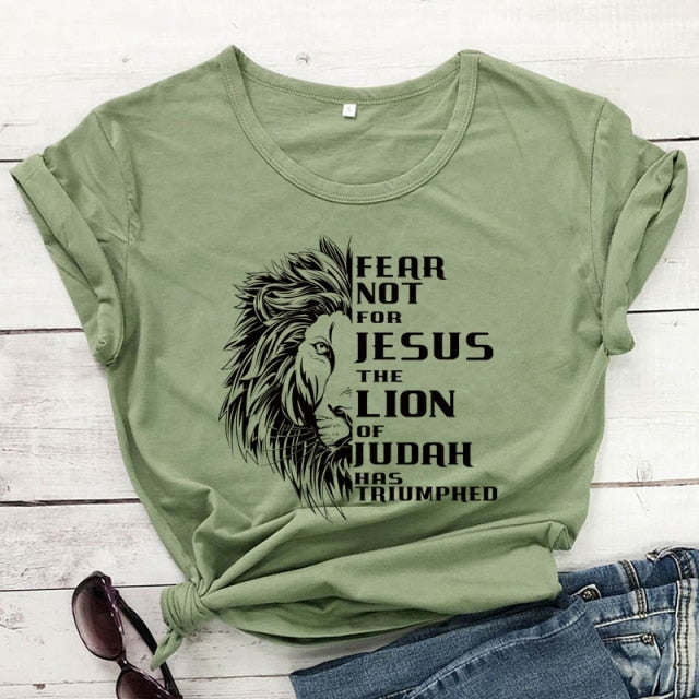 Fear Not For Jesus Lion T-shirt Aesthetic Unisex